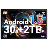 Whitedeer Tablette, Android 15 Tablette 10 Pouces Octa Core 30GB RAM + 128GB ROM + 1TB Micro SD avec WiFi 6, Widevine L1, Batterie 6200mAh, Tablette Tactile et Transfert OTG, Noir