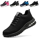 Chaussures de Sécurité Hommes Femmes Légère Basket Securite Confortable Antidérapante Chaussures de Travail Respirantes noir 43 EU 265