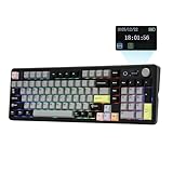 EPOMAKER TH99 PRO 96% Mechanische Tastatur mit Bildschirm & Knopf, Kabellose Gaming-Tastatur RGB, 2,4 GHz/BT, Hot Swap, Custom Driver, Gasket, 10000 mAh, für PC/Mac (Schwarz, Sea Salt Silent)
