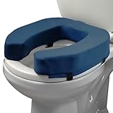Lunderg Padded Toilet Seat Riser for Seniors - Adds 3 inches. Universal Fit - Firm Raised Toilet Seat Cushion with High-Density Foam for Enhanced Comfort & Elevation. Post-Surgery Must Have (Blue)