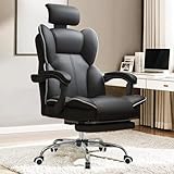 オフィスチェア デスクチェア テレワーク 疲れない チェア リクライニング 収納式フットレスト 連動式アームレスト 事務 社長 椅子 広い座面 3Dヘッドレスト 360度回転 座面昇降 椅子 PCチェア 通気性メッシュ ゲーミング/勉強/事務用 おしゃれ (鋼製レッグフレーム, ブラック)