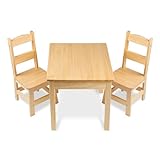 Melissa & Doug Solid Wood Kids Table and Chairs (2), Premium Quality Wooden Toddler Table and Chair Set for Kids Playroom Furniture & Montessori Classroom Furniture for Boys & Girls Ages 3+