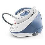 Tefal Dampfbügelstation Express Protect, leistungsstarker 7,5-Bar-Druck, Dampfstoß: 520 g/Min., 1,8 L Wassertank, Smart Temp-Technologie, Kalk-Kollektor, Bügeleisen Dampfstation, weiß/blau, SV9202