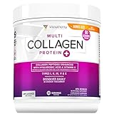 Multi Collagen Peptides Powder with Hyaluronic Acid & Vitamin C, Hydrolyzed Collagen Powder, Types I, II, III, V and X, Unflavored & Quick Dissolving, Paleo & Keto Friendly, Non-GMO, 60 Servings