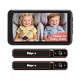 Babyvue BV6PRO Wireless Dual Car Camera Baby Monitor Fast Setup, HD1080P Spilt-Screen Baby Car Monitor for 2 Kids, Auto IR Night Vision Backseat Camera for Newborns Gift