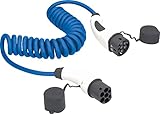 as - Schwabe Typ 2 Ladekabel Spiral für Hybrid & Elektroautos 22 kW / 1-5 m / 32 A / 400 V - E-Auto EV/PHEV Modus 3 Spiralladekabel 3-phasig - mit Tasche - witterungsbeständig - blau, 65123