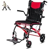 Transport Wheelchairs for Adults Lightweight Foldable Transport Chair with Telescopic Handle, Portable Folding Travel Transfer Wheel Chairs for Seniors