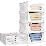 ipow 4 Organizzatori Armadio Piegevoli, Scatole con Maniglie Impilabili, Cassetti per Ripostiglio, per Camera da Letto, Cucina, Bagno (43x33x19 cm)