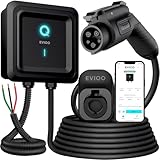 EVIQO EV Charger Level 2 48 Amp - Level 2 EV Charger Hardwired, 240V Electric Vehicle Charging Stations, J1772 Chargers 11.5kW, Wall EV Chargers for Home, EVSE EV Charging Station 25' Cord - Gen 2