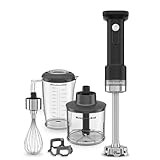 KitchenAid Kabelloser Stabmixer - Go Cordless - 1L BPA-freier Becher - Schneebesen und Zerkleinerer - Kratzschutz - Edelstahlklingen - Ohne Akku - Schwarz