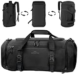ZIOSINM Bolsa Deporte Hombre, 42L Mochila Gimnasio Hombre, Bolsa de Viaje Mujer Impermeabile Oxford con Compartimento para Zapatos, Compartimento para Artículos Húmedos y Capa Aislante (Negro)