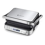 AMZCHEF 4 in 1 Multifunzione Grill Elettrico, Piastra Grill, Waffle Maker e Piastra per Panini con 4 Non-Stick Griglia Elettrica, Display LED, Temperatura e Tempo Regolabili, 2000W