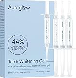 Auraglow 44% Teeth Whitening Gel for Trays, Retainers & Aligners – Dentist Strength Carbamide Peroxide Whitener, 30 Treatments, 3 Syringes (5mL)