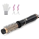 Round Hair Blow Dryer Brush - 1.2 Inch Ceramic Barrel Hair Dryer Brush for Short/Middle Hair, One Step Drying, Volumizing, Straightening and Styling, Negative Ionic Dryer Brush (Black-Golden, 1.2)