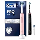 Oral-B Brosses A Dents Electriques Duo Pro 3 Noire Et Rose, Avec 3 Modes De Nettoyage 3D Dont Blancheur, Brossage Avec Des Oscillo-Rotations Et Pulsations, 3 Brossettes De Rechange RondesOral B