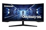 Samsung Ecran PC Odyssey G55T 34'' 165Hz, 1ms, Dalle VA 1000R, UWQHD 3440x1440, 2500:, 250cd/m2, AMD FreeSync Premium, Pied Ajustable,HDMI, DisplayPort