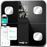 Bilancia Pesapersone Digitale Runstar, Bilancia Smart Peso Corporeo/Percentuale Grasso, Ampio Display BMI, FC, Analizza 15 Dati Composizione Corporea, Analyzer Sync Fitness App, 400lb