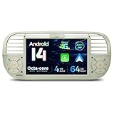 XTRONS 7" Android 14 1 Din Car Stereo 4+64GB for Fiat 500(2007-2015) Cream, Octa-Core Radio Player, Built-in 4G AKM DSP 2K CarAutoPlay Android Auto GPS Navigation Bluetooth 5.0 New UI, Optional DAB+