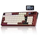 RK ROYAL KLUDGE M100 Clavier Gamer sans Fil AZERTY, Clavier Mécanique 96% avec Pavé Numérique, Écran et Boutons BT/2.4G/USB-C RGB 8000mAh Gasket Structure Touches PBT Hot-Swap Creamy Switches, Rouge