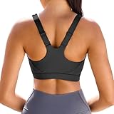 Vorcy Adjustable Sports Bras for Women High Impact Sports Bras Padded Racerback High Support Bras Workout Bra Yoga Bra with Sewn-in Pad Black