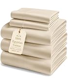 Split King Sheets for Adjustable Beds - 1000 Thread Count 5 Piece Sheets Set, 100% Egyptian Cotton, Sateen Weave, Cool Breathable & Soft, 2 Fitted Fits Upto 17" Deep Pockets - Ivory