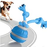 Supore Interactive Dog Toy Ball, Automatic Active Rolling Ball with Tail for Dogs, Smart Interactive Dog Toys for Boredom Moving Pet Balls with Chew Ropes for Puppy/Small/Medium (Blue)