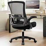 NEO CHAIR Office Desk Chair Computer High Back Mesh Gaming Seat with Ergonomic Adjustable Comfy Flip-up Armrests Lumbar Support Height for Home (Black)