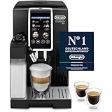 De'Longhi Dinamica Plus ECAM382.70.B, Kaffeevollautomat für Kaffeebohnen, Cappuccino-Maschine mit LatteCrema Hot, Espresso-Maschine mit 18 Rezepten, 3,5-Zoll TFT-Display, 1450W, Schwarz