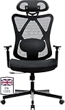 BASETBL Ergonomic Office Chair Mesh Computer Swivel Chair Adjustable Lumbar Support High Back 3-Position Lock Business Choice TUV & EN1335 Standard, Black