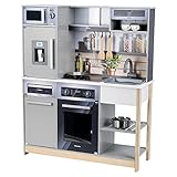 Theo Klein 7194 Miele Family Kitchen I Wood kitchen with Stove Including Light and Sound Function I Accessories to Play I Toys for Children Aged 3 and over