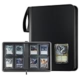 ProCase 4 Pocket Top Loader Binder, Holding 144 Cards in 3"x4" Toploaders, Side Loading Small Book Folder with Clear Window for Pokemon, Trading, Sports Cards Collection TCG, MTG -Black