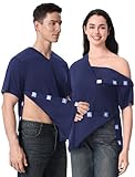 Magnetic Buttons Post Shoulder Surgery Recovery Shirt for Men V-Neck Tear Away Adaptive Chemo Port Clothing for Women
