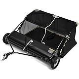 YITAMOTOR 42" Tow Behind Lawn Sweeper Leaf Collector Pull Behind Grass Sweeper Large Hopper 12 cu.ft. with Dumping Rope Design, Adjustable Sweeping Height for Picking Up Debris & Grass