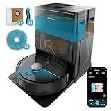 Cecotec Robot Aspirador y Friegasuelos con Base de Autovaciado y App Conga X50 X-Treme. Navegación Láser, Mapeo Interactivo, 15000Pa, Autonomía 240mins, Mopas Elevables, Base con 3 Depósitos