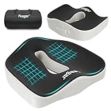 Feagar Cojin Coxis de Espuma Memoria Portátil Cojin Silla Oficina Cojin Antiescaras Cojin Asiento Coche Conductor, Sillas Gaming, Rueda, Funda Lavable, Negro