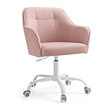 SONGMICS Chaise de Bureau, Fauteuil Ergonomique, Siège Pivotant, Réglable en Hauteur, Capacité 110 kg, Cadre en Acier, Tissu en Coton-Lin Respirant, pour Bureau, Chambre, Rose OBG019P01