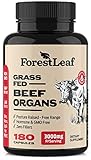 ForestLeaf Beef Organ Supplement - Grass Fed & Pasture Raised - Total Body Wellness & Performance, Organ Complex with 3000mg of Desiccated Beef Liver, Heart, Kidney, Pancreas, Spleen (180 Capsules)