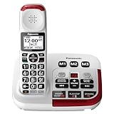 Panasonic Cordless Phone, 1 Handset Amplified Wireless Phone with Slow Talk, 40dB Volume Boost, 100dB Loud Visual Ringer, Hearing Aid Compatibility, Large Screen & Backlit Keypad - KX-TGM420W (White)