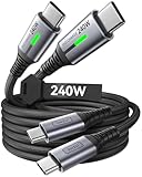 INIU 240W USB C to USB C Charger Cable, [2-Pack 2m] PD Type C Charge Cable, Super Fast Charging USB C Cable for iPhone 17 16 15 Pro Max Plus, MacBook iPad Air, Samsung S25 S24 Ultra, Steam Deck etc.