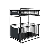 Glit Aufbewahrung unter der Spüle mit 2 Ebenen, Küchenorganizer mit ausziehbaren Schubladen, Coulissan-Korb für Küche, Kleiderschrank, Schlafzimmer, Gewürzhalter (Schwarz, 1 Stück) (HJ363598)