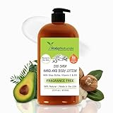 RaGaNaturals Natural Unscented Body Lotion for Dry, Sensitive Skin with Shea Butter, Avocado Oil & Vitamin E - Moisturizing, Fragrance Free Hand Lotion With Organic Essence -For Women, Men, Kids-16 Oz