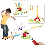 Kssvzz 3 in 1 Giochi da Esterno, Giocattolo a Razzo, Gioco Lancio Anelli, Musical Jump Challenge Fitness Gioco Famiglia Giochi di Natale All'aperto per Bambini di 3 4 5 6 7 8 9 Anni