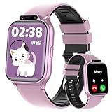 Reloj inteligente para niños, rastreador de fitness de 1.85 pulgadas con frecuencia cardíaca, monitor de sueño, relojes inteligentes impermeables IP68 con música de video, podómetro, juego, sin
