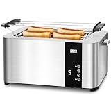 LEBENLANG Tostapane con pinze in acciaio inox 4 fette - LED touchscreen & 7 modalità I 1400W Tostapane per toast farciti toaster I Tosta pane pinze per toast 4 fette professionale