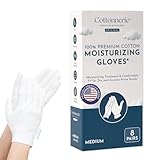 8 Pairs Cottonnerie Original Cotton Gloves for Dry Hands Sleeping, Moisturizing Gloves Overnight, Hand Moisturizer Gloves, Moisture Gloves for Dry Hands Overnight, Sleeping Gloves, Medium