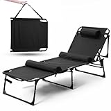 PLEOFLO Portable Cot I Large Folding Cot with Easy Setup & Takedown I Supports Adults up to 6ft 2in or 300lbs I Great for Camping, Lounging, Elevated Sleeping, Guests, & More (Black)