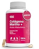 Colágeno Marino Hidrolizado Puro + Ácido Hialurónico, Coenzima Q10, Biotina & Vitamina C | 150 Cápsulas | Alta Biodisponibilidad | 5 Meses | Péptidos Tipo I | Piel, Cabello, Uñas, Articulaciones