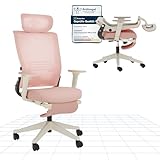 FLEXISPOT Foldex Ergonomic Office Chair with Foldable Backrest, Folding Desk Chair for Small Spaces with Lumbar Support, Flip-up Armrests, 3D Headrest and Footrest for Home Office - Kirsch Pink