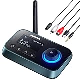 Trasmettitore Ricevitore Adattatore Audio Bluetooth 5.0 con Cavi Aux/Ottico/RCA, SOOMFON Adattatore Audio Hi Fi con Jack 3.5mm e Optical, per TV, PC, Lettore CD, Stereo Casa, Cuffie, con LCD Display