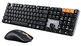 ProtoArc KM310 Mechanical Keyboard and Mouse, Wireless Rechargeable Aluminum Keyboard Mouse, 2.4G+Dual Bluetooth, Low Profile Keys, Linear Red Switches, Multi-Device, for Windows/Mac - Space Gray